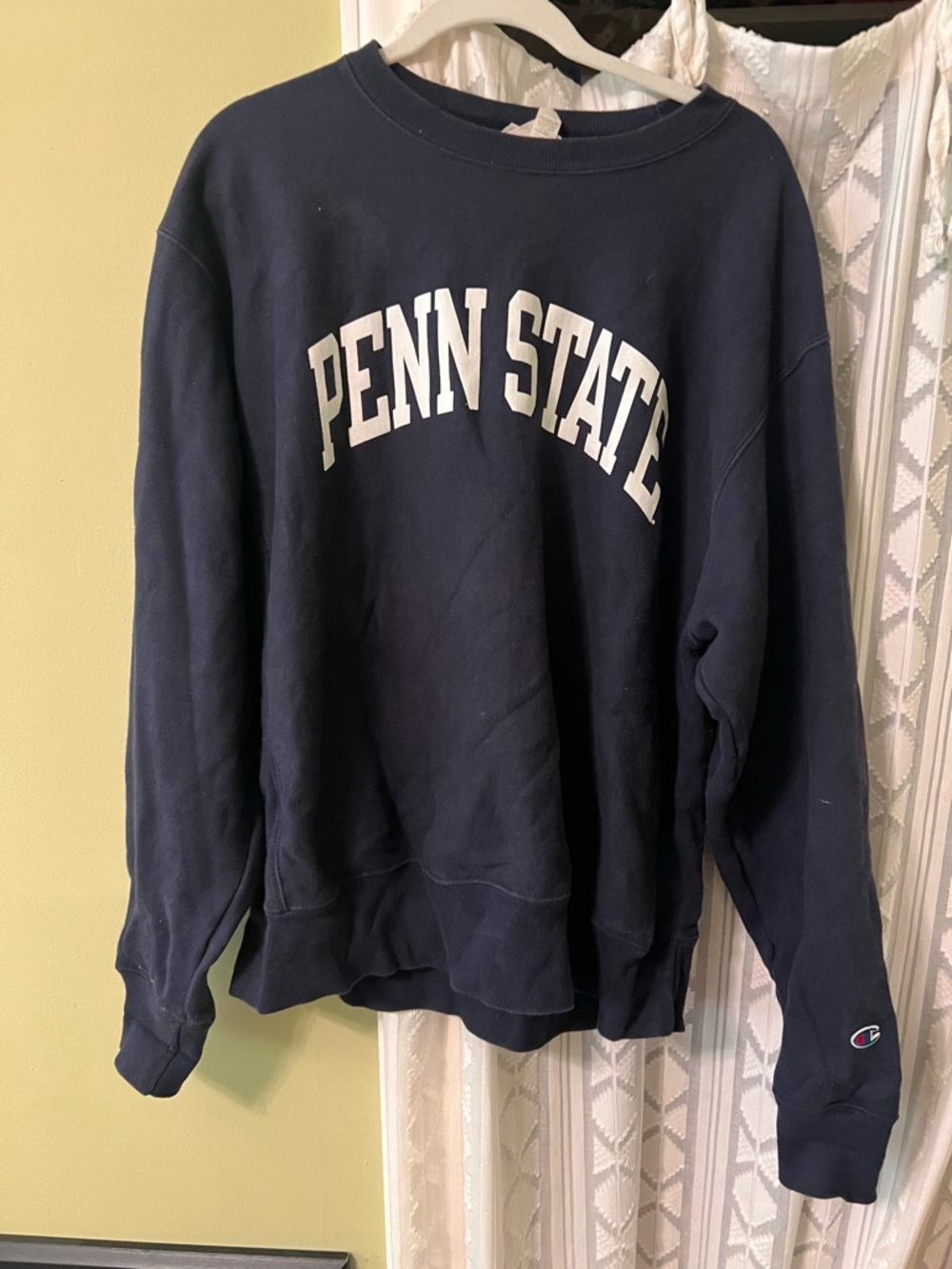 Champion Navy Crewneck with White Penn State Arch